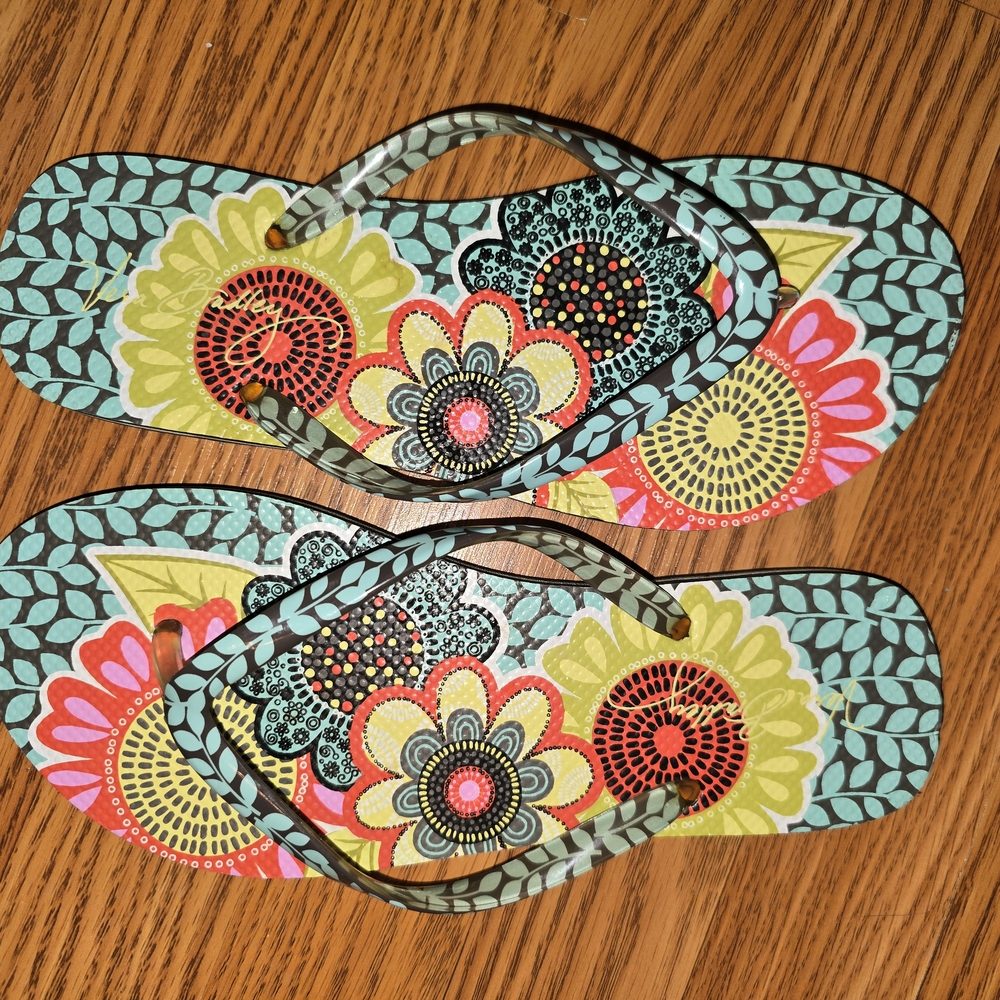 Colorful Floral Flip Flops